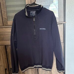 Vintage Polo by Ralph Lauren Men's Dark Blue quarter Zip sweatshirt